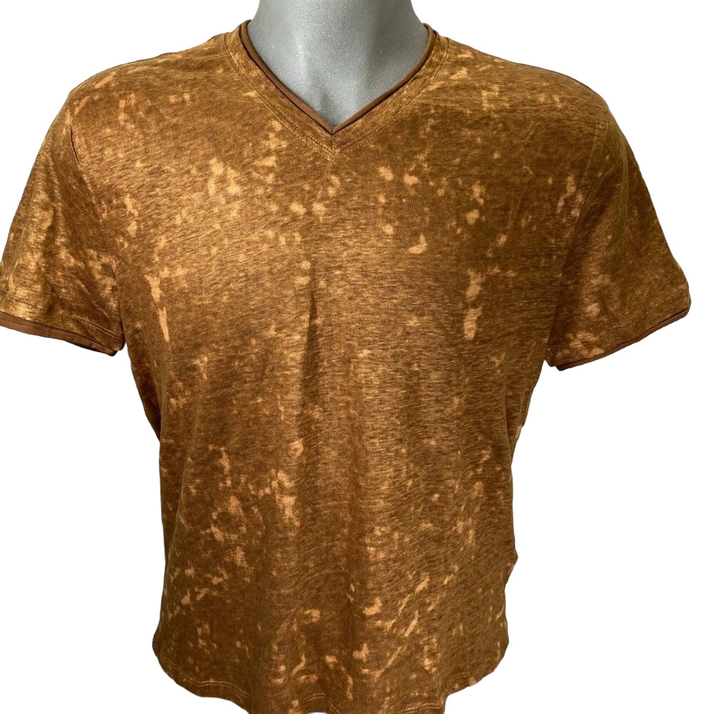 NEW JOHN VARVATOS Men's Wooster V-Neck Tee Size M Sienna Brown – Slim Fit,